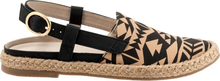 Trotters Paisley Flat - Black/tan textile - Image 2