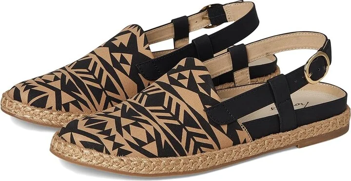 Trotters Paisley Women's Flat Shoes Black/Tan Textile : 11 M (B), Canvas