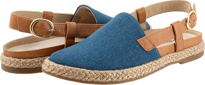 Trotters Paisley Women's Flat Shoes Bluejean Text : 7.5 N (AA), Canvas
