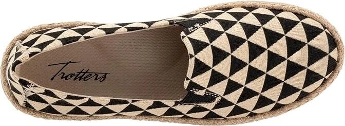 Trotters Poppy Women's Flat Shoes Black/Nat Text : 9.5 W (D), Leather/Rubber - Image 2