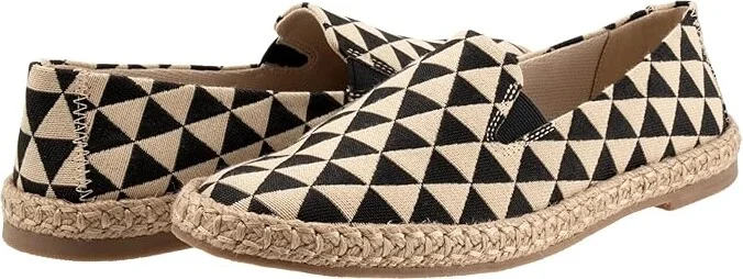 Trotters Poppy Women's Flat Shoes Black/Nat Text : 9.5 W (D), Leather/Rubber
