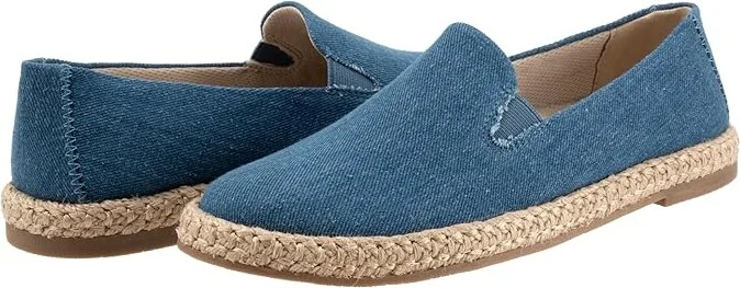 Trotters Poppy Women's Flat Shoes Bluejean Text : 7 W (D), Leather/Rubber