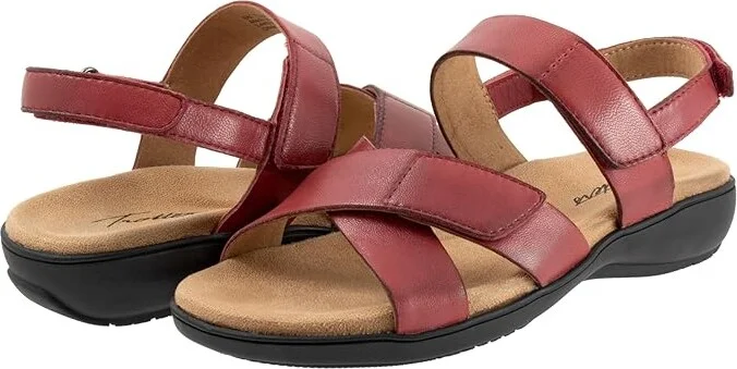 Trotters River Women's Sandals Dark Red : 7.5 M (B), Leather