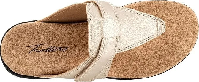 Trotters Robin Women's Sandals Gold Metallic : 7 W (D), Leather - Image 2