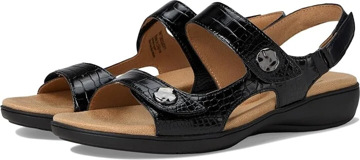 Trotters Romi Croco Women's Sandals Black : 10 M (B), Rubber