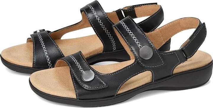 Trotters Romi Stitch Women's Sandals Black : 7 N (AA), Leather