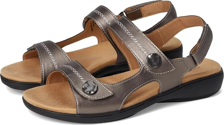 Trotters Romi Stitch Women's Sandals Pewter : 9.5 M (B), Leather