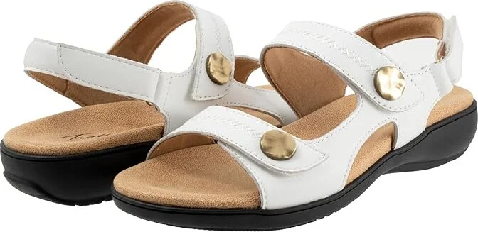 Trotters Romi Stitch Women's Sandals White : 5 M (B), Leather
