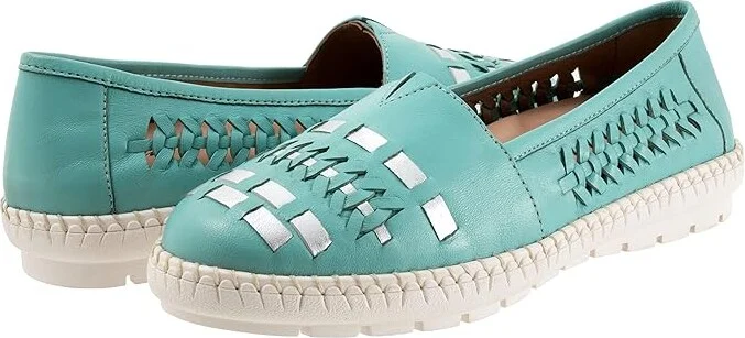 Trotters Rory Women's Shoes Aqua Blue/Silver : 9.5 N (AA), Leather
