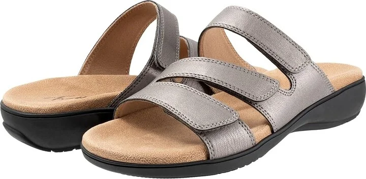 Trotters Rose Women's Sandals Pewter Metallic : 6.5 M (B), Leather