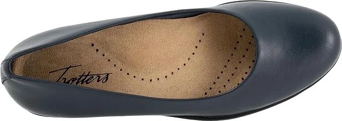 Trotters Rozalin Women's Flat Shoes Navy : 10 W (D), Leather - Image 2