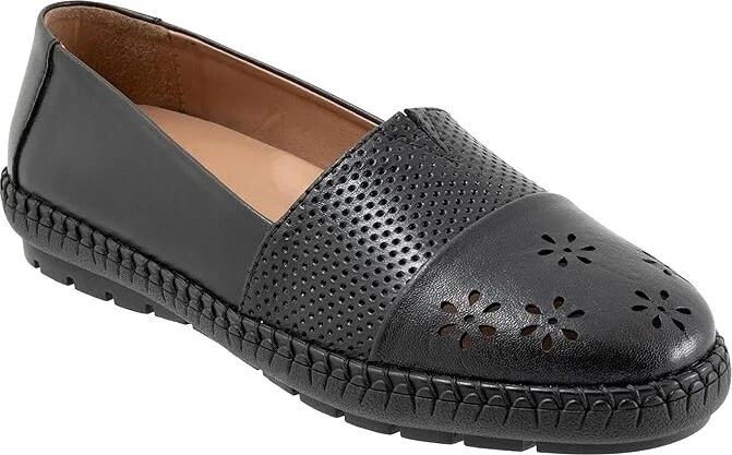 Trotters Ruby Perf Women's Flat Shoes Black : 7 N (AA), Leather