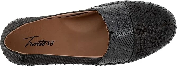 Trotters Ruby Perf Women's Flat Shoes Black Nubuck : 9 W (D) - Image 2