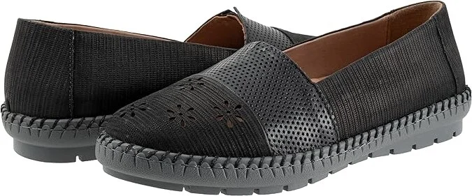 Trotters Ruby Perf Women's Flat Shoes Black Nubuck : 9 W (D)