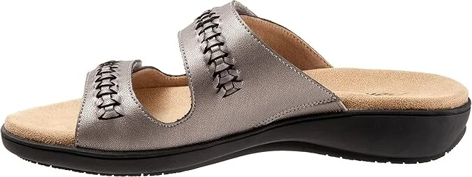 Trotters Ruthie Woven Women's Shoes Pewter Metallic : 10 M (B), Leather - Image 6