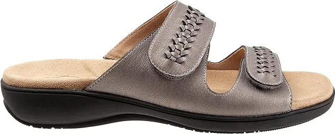 Trotters Ruthie Woven Women's Shoes Pewter Metallic : 10 M (B), Leather - Image 7