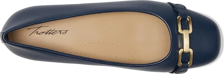 Trotters Sadie Women's Flat Shoes Navy : 10 WW (EE), Leather - Image 2