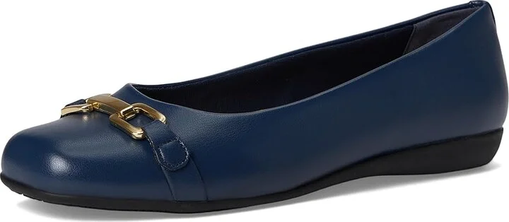 Trotters Sadie Women's Flat Shoes Navy : 10 WW (EE), Leather - Image 5