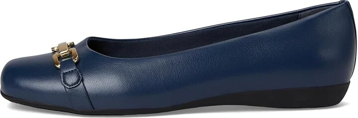Trotters Sadie Women's Flat Shoes Navy : 10 WW (EE), Leather - Image 6