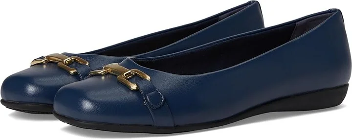 Trotters Sadie Women's Flat Shoes Navy : 10 WW (EE), Leather