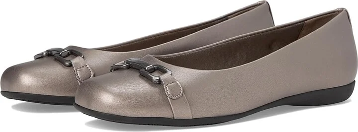 Trotters Sadie Women's Flat Shoes Pewter : 6.5 W (D), Leather