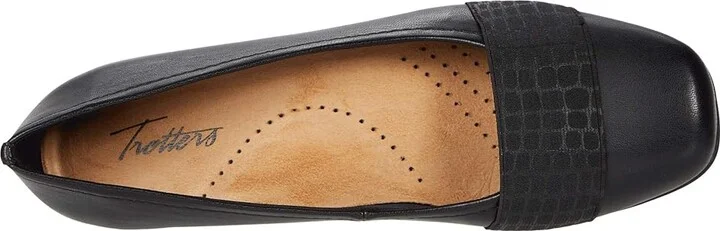 Trotters Samantha Women's Slip on Shoes Super Soft Vegan Leather/ Croco Print Elastic (Black) : 7 N (AA), Synthetic - Image 2