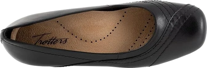 Trotters Sasha Women's Flat Shoes Black : 7.5 W (D), Leather - Image 2