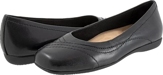 Trotters Sasha Women's Flat Shoes Black : 7.5 W (D), Leather