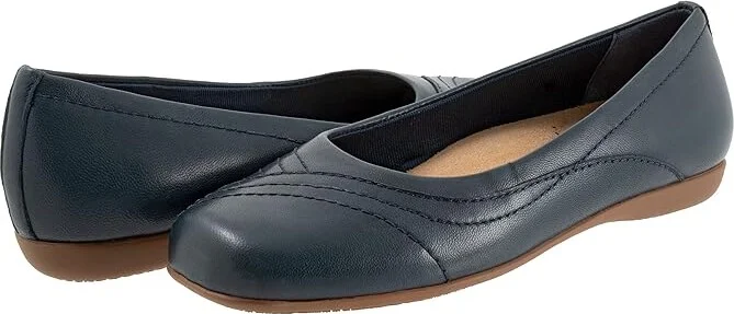 Trotters Sasha Women's Flat Shoes Navy : 5.5 M (B), Leather
