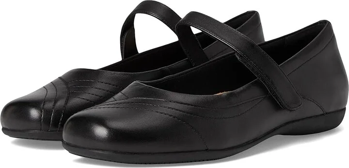 Trotters Sherese Women's Flat Shoes Black : 9 W (D), Leather/Polyester