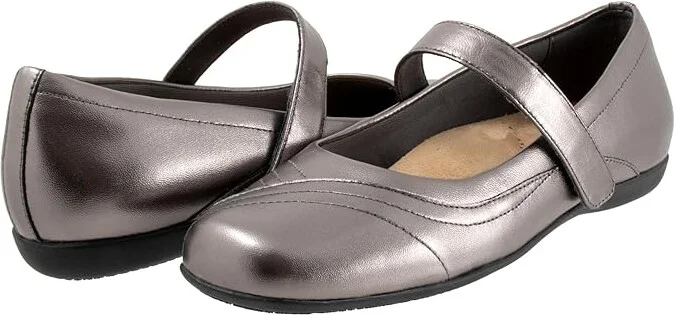 Trotters Sherese Women's Flat Shoes Pewter : 10 WW (EE), Leather/Polyester