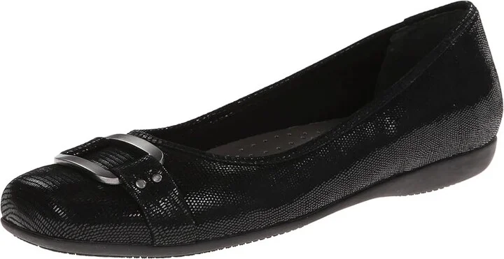 Trotters Sizzle Women's Dress Flat Shoes Black Patent Suede Lizard Leather : 6.5 N (AA), Patent Leather - Image 2