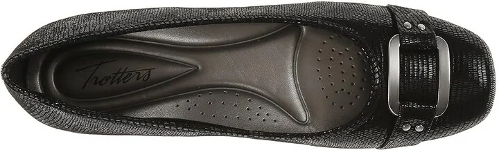 Trotters Sizzle Women's Dress Flat Shoes Black Patent Suede Lizard Leather : 6.5 N (AA), Patent Leather - Image 3