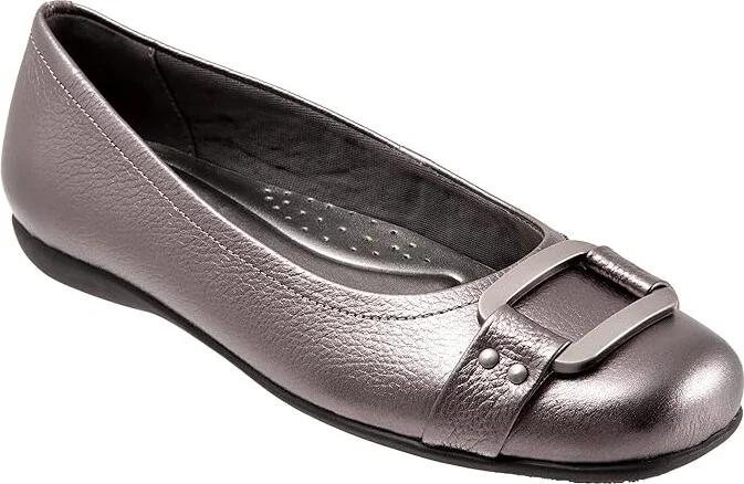 Trotters Sizzle Women's Dress Flat Shoes Pewter : 6 W (D), Leather