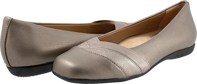 Trotters Stella Women's Flat Shoes Pewter : 9 WW (EE)