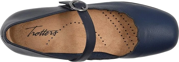Trotters Sugar Women's Flat Shoes Navy : 9.5 N (AA), Leather - Image 3