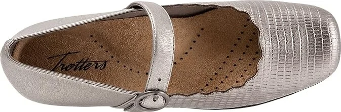 Trotters Sugar Women's Flat Shoes Pewter : 8 WW (EE), Full Grain leather - Image 2