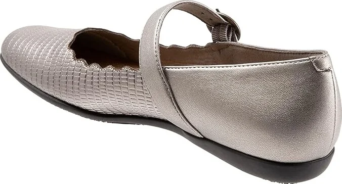 Trotters Sugar Women's Flat Shoes Pewter : 8 WW (EE), Full Grain leather - Image 4
