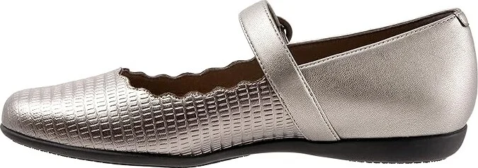 Trotters Sugar Women's Flat Shoes Pewter : 8 WW (EE), Full Grain leather - Image 6