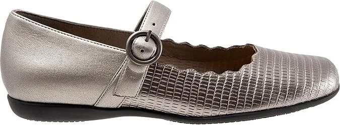 Trotters Sugar Women's Flat Shoes Pewter : 8 WW (EE), Full Grain leather - Image 7