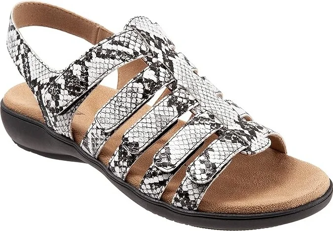Trotters Tiki Women's Shoes Black/White Snake Veg : 10.5 N (AA), Leather