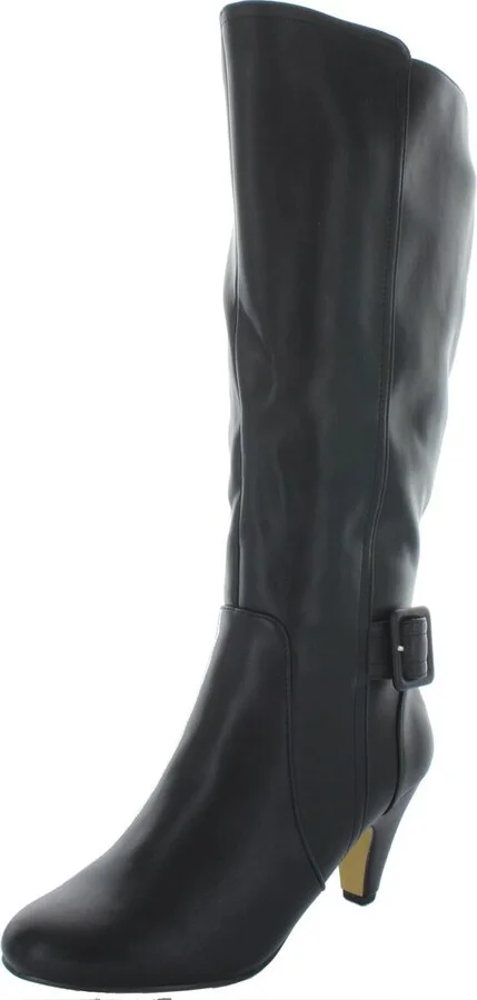 Troy II Plus Womens Wide Calf Faux Leather Knee-High Boots