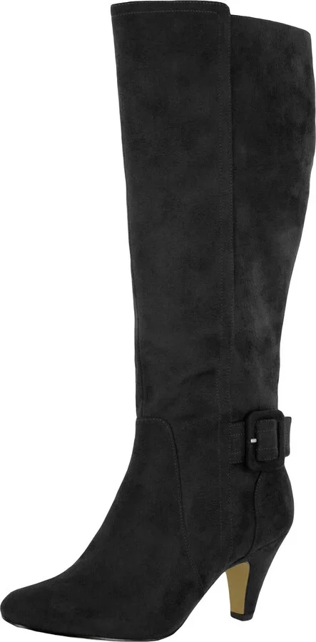 Troy II Womens Faux Suede Almond Toe Cone Heels