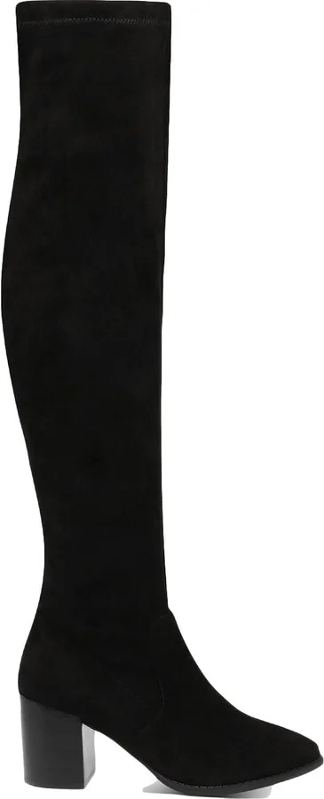 Trude Womens Faux-Suede Block-Heel Over-The-Knee Boots