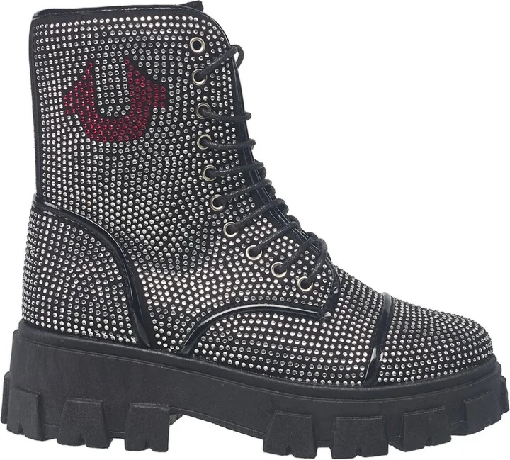 True Religion Women's Gee Rhinestone Combat Boot - Image 3
