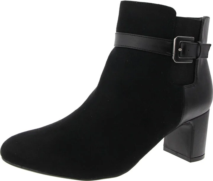 Truly Womens Belted Faux Suede Ankle Boots