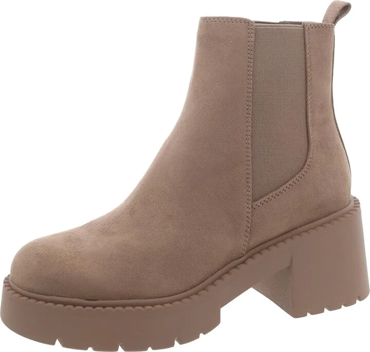Trust Womens Faux Suede Lug Sole Chelsea Boots