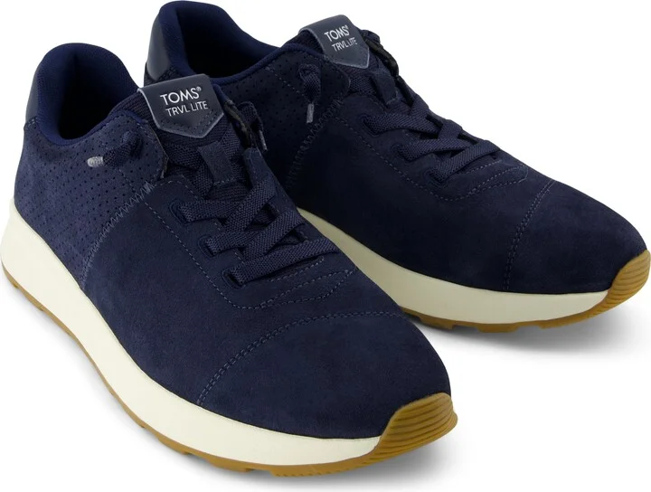 TRVL LITE Cabrillo Sneaker Water Repellent Navy Perforated Suede - Image 2