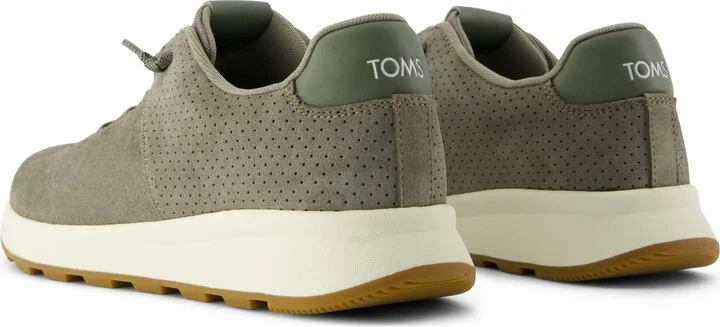 TRVL LITE Cabrillo Sneaker Water Repellent Vetiver Grey Perforated Suede - Image 3