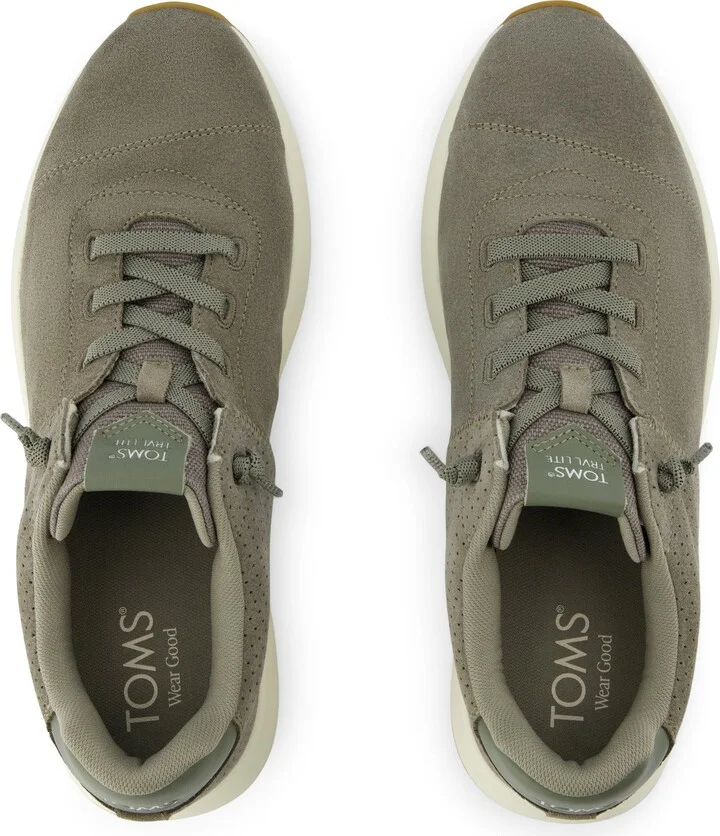 TRVL LITE Cabrillo Sneaker Water Repellent Vetiver Grey Perforated Suede - Image 4